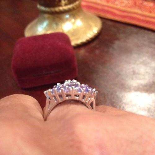 5.22 TCW, TANZANITE CLUSTER RING IN STERLING SILVER, W/PLATINUM OVERLAY, SZ 7 - Picture 10 of 10