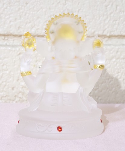 GANESH STATUE CLEAR GLAZE-Bejeweled-Crystal Resin-4.5 in-Altar-Deity-Success - Picture 14 of 19