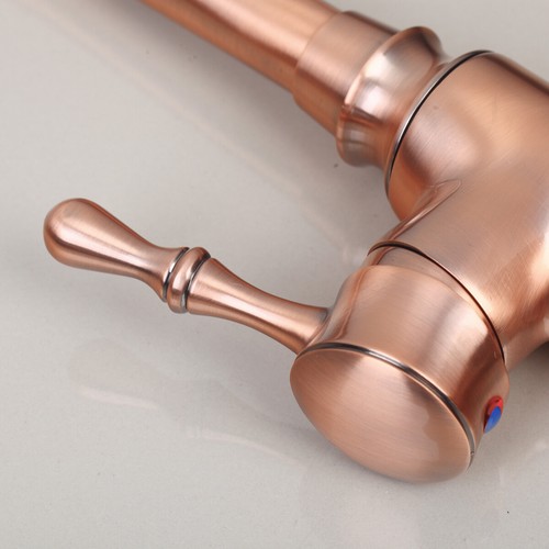 Kitchen Antique Copper Sink Swivel Spout Mixer Taps Single Level Deck Mounted - Picture 6 of 8
