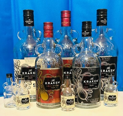 Empty Kraken Spiced Rum Bottles Multiple Variations Choose Your Own Ships Fast1