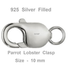 925 Sterling Silver Filled Solid Parrot Lobster Clasp Finding  Jump Ring 10mm