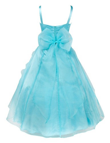 US Kids Girls Rhinestone Organza Flower Dress Wedding Pageant Holiday Prom Gown - Picture 7 of 32