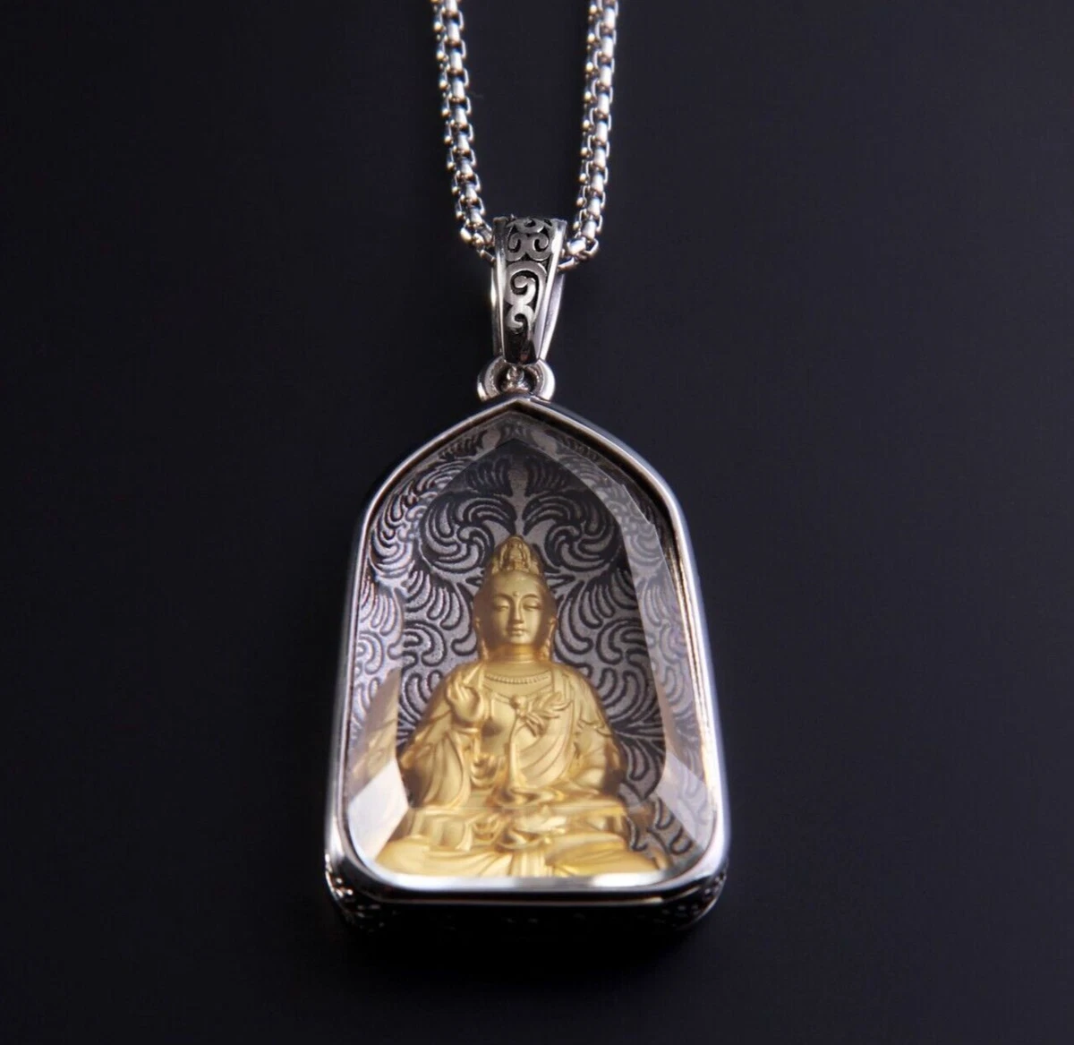 Hip Hop Stainless Steel Jewelry Crystal Pendant Buddha Necklace