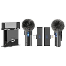 Wireless Lavalier Microphone Recording 2x Receivers 2x Mic w/Noise Cancellation