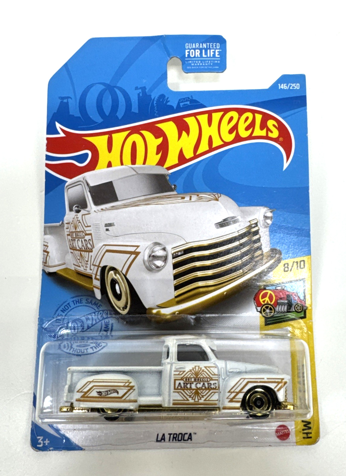 Hot Wheels 2021 La Troca 146/250 HW Art Cars 8/10 White Gold (Package Damage)
