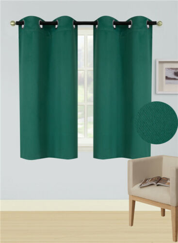 2PC GROMMET PANEL THERMAL 100% BLACKOUT WINDOW SHORT CURTAIN DRAPE 54" K54 - Picture 34 of 106