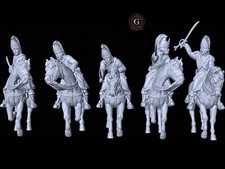 Revolutionary War/AWI Continental Dragoons Charging X5 Figures 28mm 1/56