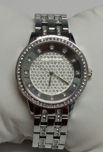 B036-Jcpennys-Liz-Claiborne-Watch-silver-tone-rhinestone-accents-sparkle-face