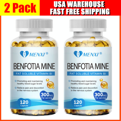 2 Packs Benfotiamine 300mg, 240 Capsules Total - Gluten Free and Non-GMO