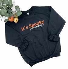 It s Spooky Season Crewneck Halloween Sweatshirt Black Orange Fleece Pullover