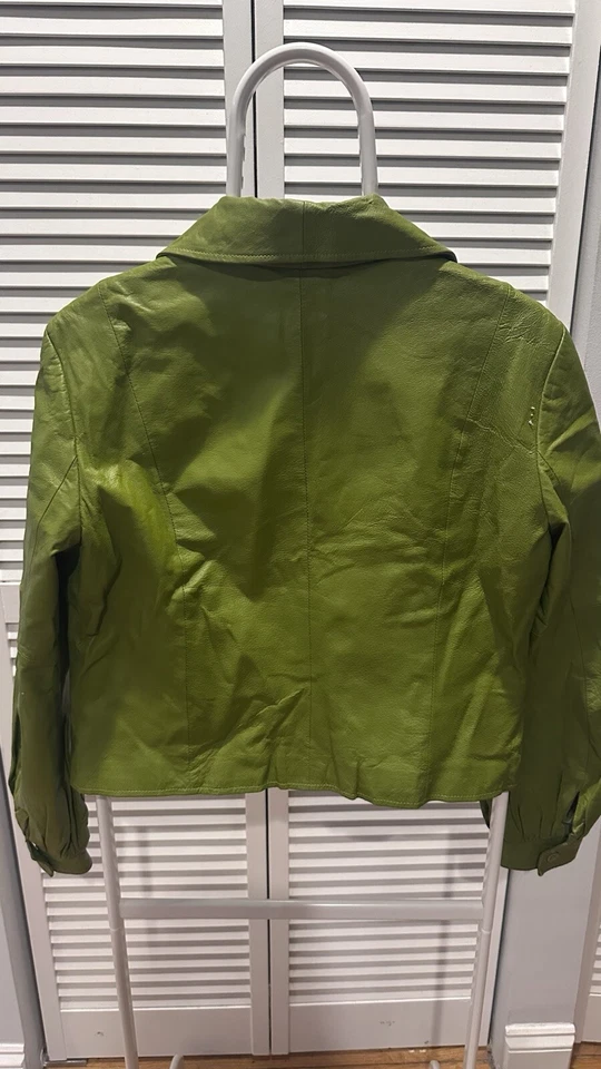 Vintage Metrostyle Women’s Green Leather Jacket Size 10 - Изображение 3 из 4