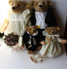 Steiff Figurines Wedding Party Bears Boxes Bride Groom Ring Bearer Flower Bear -