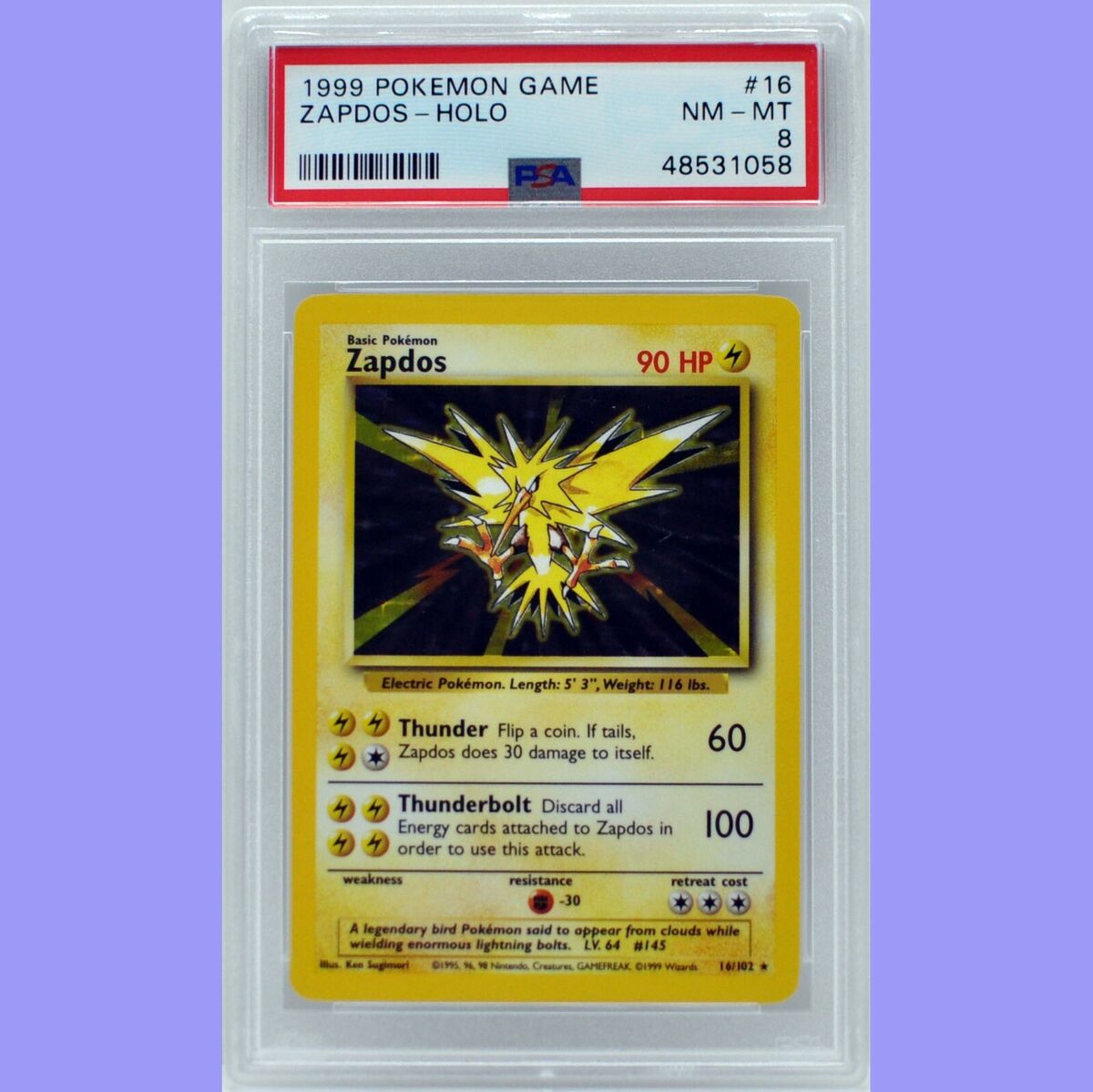 Pokemon Base Set Zapdos Holo 16/102 PSA 8 NM/Mint | eBay Pokemon Base Set Zapdos Holo 16/102 PSA 8 NM/Mint | eBay