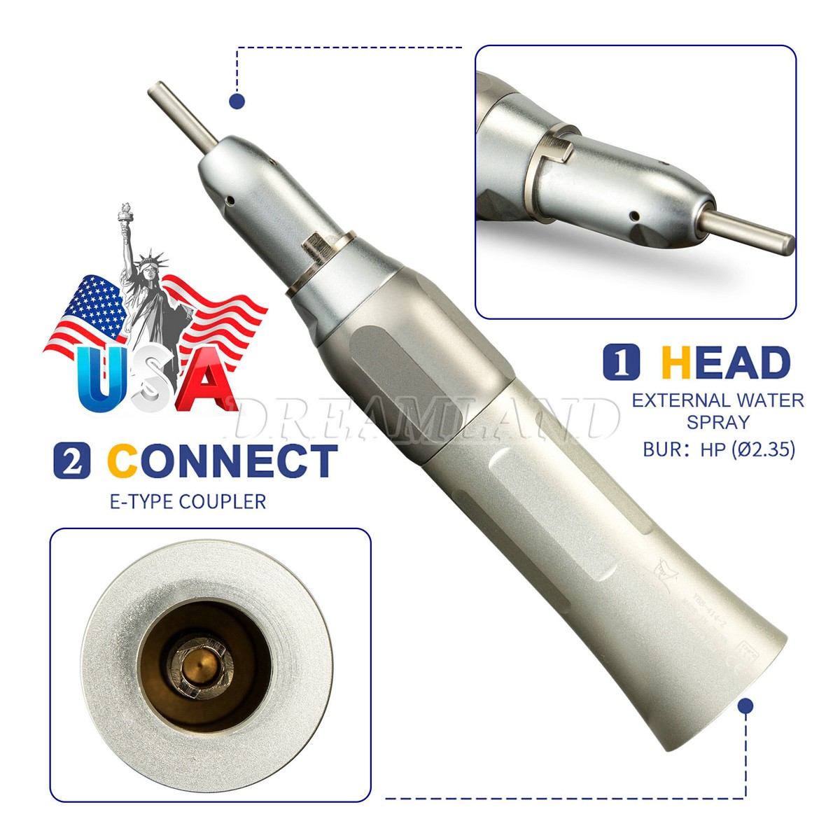 NSK Style Dental Straight Nose Cone 1:1 Slow Low Speed Handpiece
