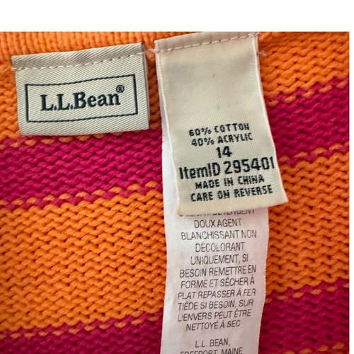 LL Bean Girls Tunic Sweater Orange Pink Stripe Cotton Blend Long Sleeve Knit 14 - Picture 5 of 6