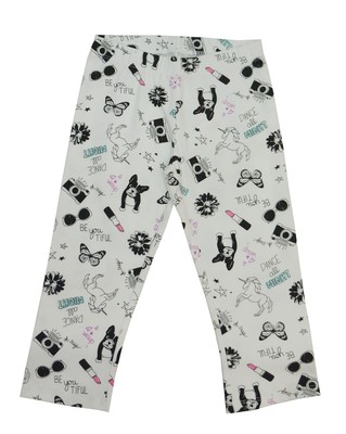 SO White Graphic Cotton Capri Leggings Little Girls Pants 6