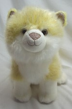 FAO Schwarz CUTE WHITE, YELLOW  GOLD FURRY CAT 11" Plush STUFFED ANIMAL Toy