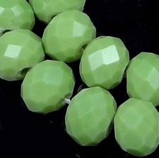25 Opaque Olive Green Glass Faceted Rondelle Beads 8mm