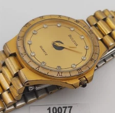 PROJECT TO FIX BULOVA ROMAN BEZEL GOLD PLATE MIDSIZE QUARTZ WATCH 10077