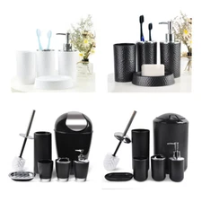 Piece Bathroom Accessory Set-Black/ White Soap Dish Pump Holder Cup Set
