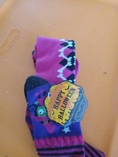 Halloween Socks - Girls 10.5 to 4 - 2pr. Witches, Bones Stripes