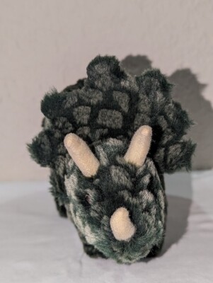 Paperchase  Triceratops Dinosaur Plush Stuffed 3 Horned Animal Green 11'' Tall