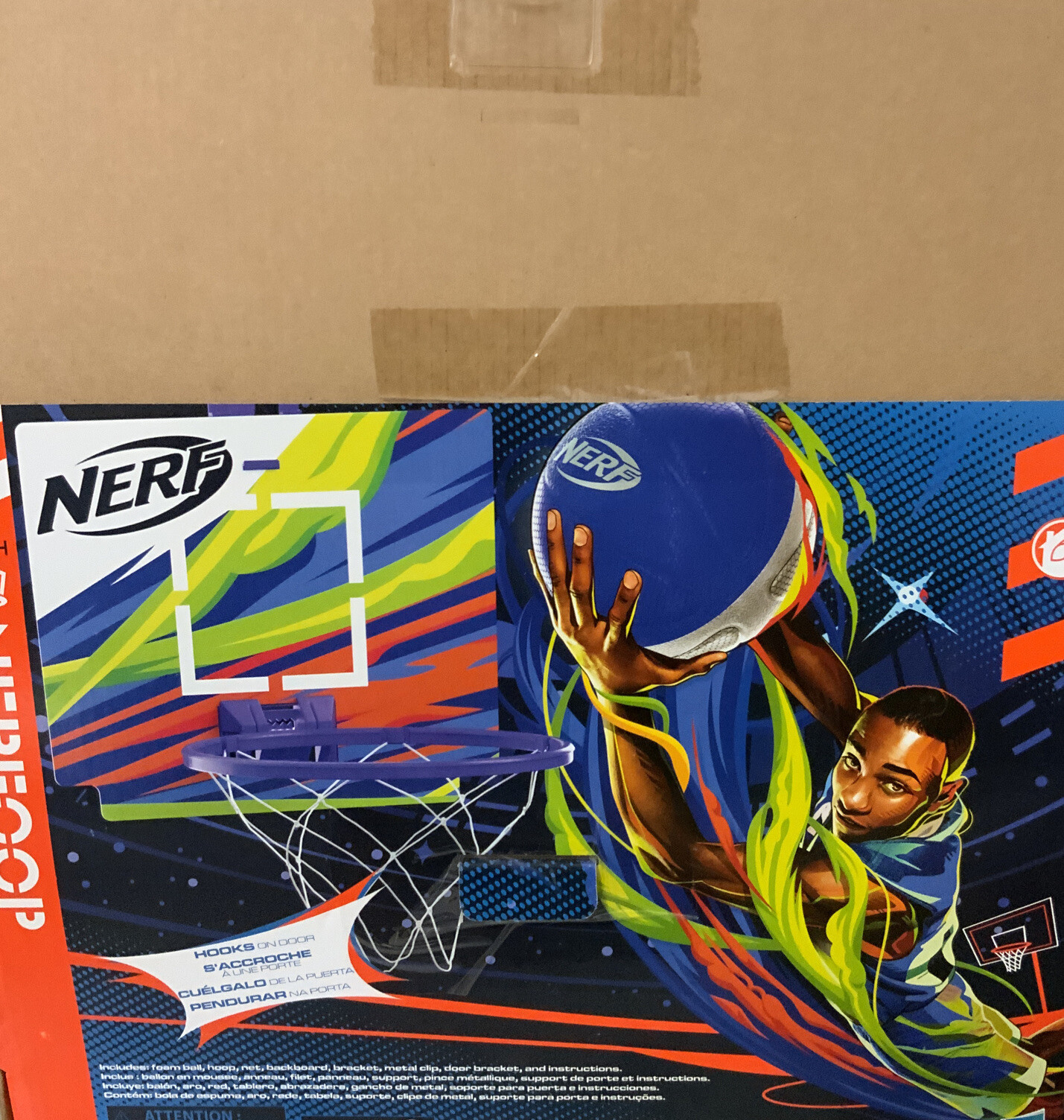  NERF Nerfoop, Classic Mini Foam Basketball and Hoop, Hooks On  Doors, Indoor and Outdoor Play : Toys & Games