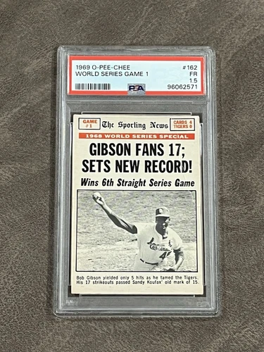 1969 O-Pee-Chee OPC World Series Game 1 Bob Gibson #162 PSA 1.5 RARE! SCARCE!