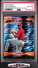 2025 Panini Prizm #21 Chase Burns Fireworks Orange Prizm PSA 10 /399 POP 1