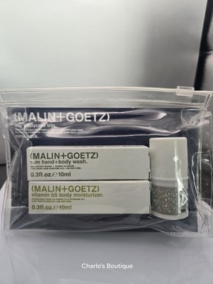 MALIN + GOETZ BODY CARE TRAVEL TRIO BODY MOISTURIZER /HAND BODY WASH /DEODORANT