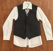 Van Heusen Boys 4 Piece Formal Suit Set - Vest / Tie / Shirt / Pants - Sz 7