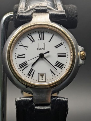 Vintage DUNHILL MQ Round Quartz Herrenuhr Swiss Made Funktioniert Japan