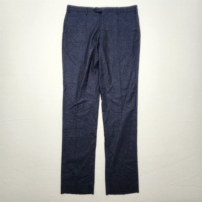 NEW Zanella SZ 38 Blue Heather Wool Cotton Flannel Parker Made in Italy Trousers