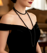 💎 COLLANA Perle nere Vintage a infilo STILE CHANEL 97gr - Modello Opera anni 50