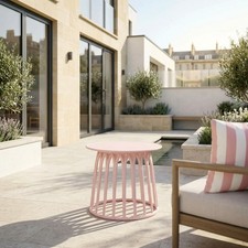 Plastic Garden Side Table Round Outdoor Coffee Table All Weather Patio End