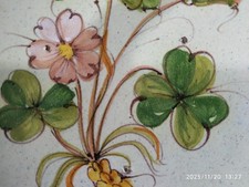 VINTAGE HAND PAINTED CERAMIC XWALL PLATE HERBS WORKSHOP.MAIOLICA TER RACOTTA