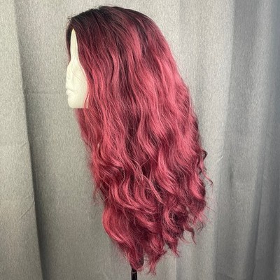  Lace Front Burgundy Long Curly Hair Wig
