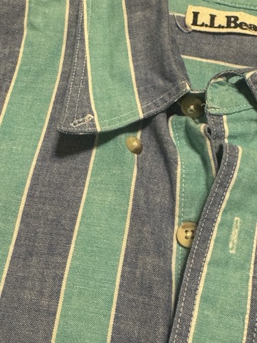Camisa retro vintage LL Bean hecha en EE. UU. años 80 a rayas limpieza en seco mediana - Imagen 5 de 12