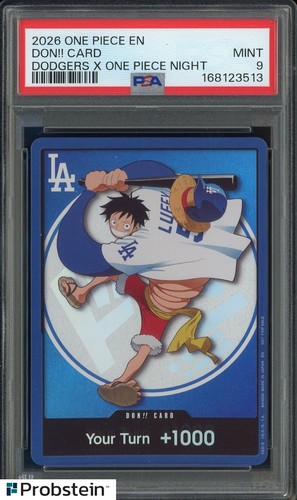 2026 DODGERS x ONE PIECE NIGHT MONKEY D LUFFY DON!! CARD PROMO PSA 9 MINT