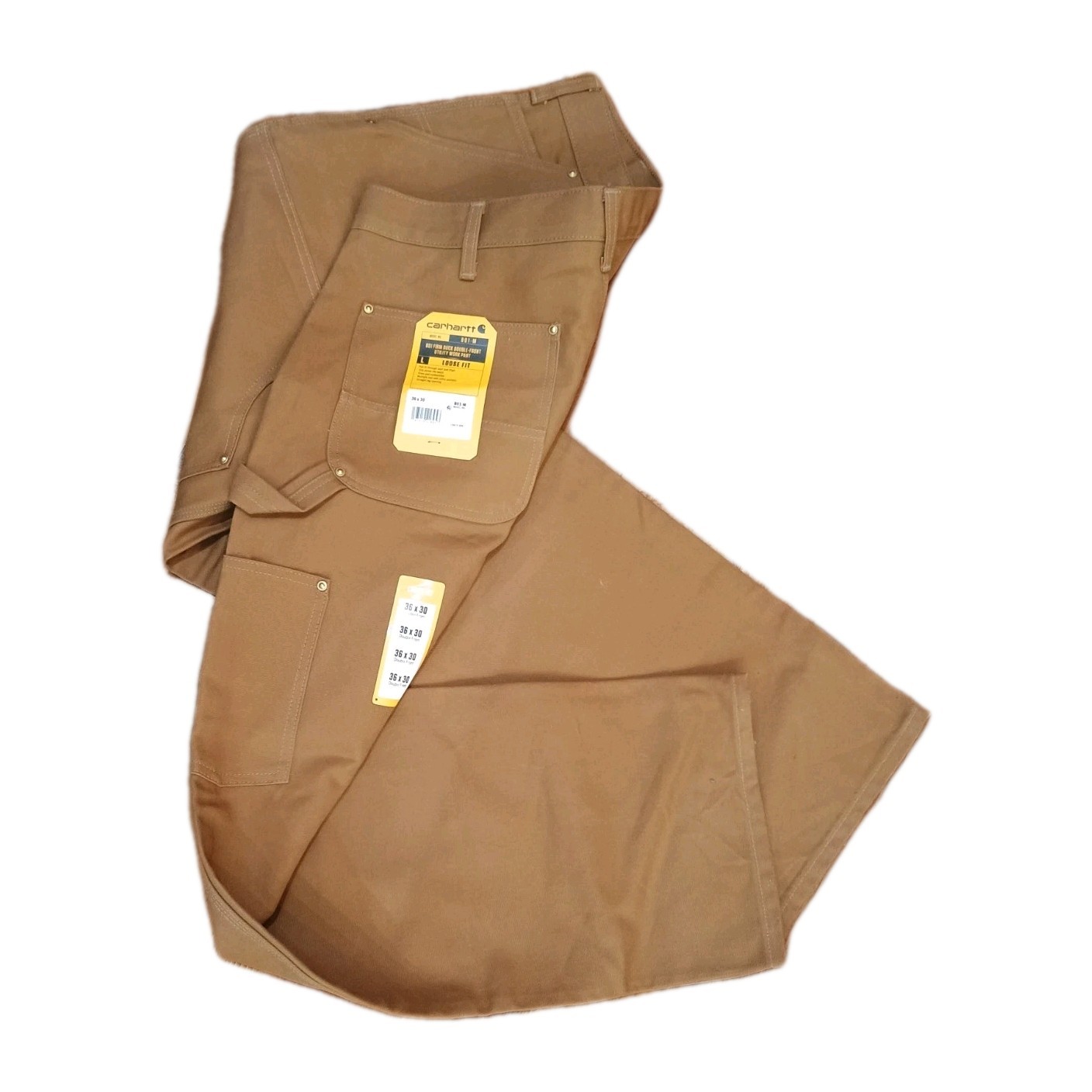 2 Pair Carhartt B01 Brown Mens Firm Duck Double Front Dungaree Cads-b01 36 30