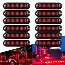 12x Side 6-LED Marker Red Clearance Indicator For Light RV Van Truck Trailer