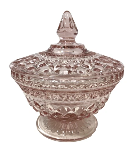 Vintage Anchor Hocking Pink Wexford Candy Dish Lid Bowl Compote