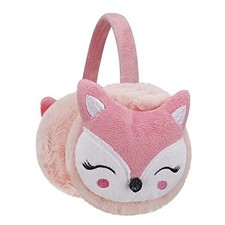 Kids Winter Earmuffs Cute Deer Horn Fox Ear Warmers Baby Girls Furry Pink, Fox