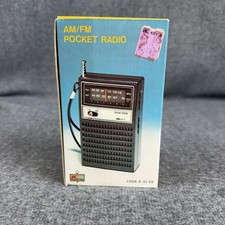 Vintage Kmart AM FM Solid State Pocket Radio 6-31-58 Hong Kong Black Box