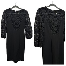 Eva Mendes for New York & Company Little Black Dress – 3/4 Sleeve Lace, Size 6