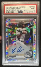 2020 Bowman Xavier Edwards Chrome Prospect Auto Atomic Refractor #/100 PSA 9
