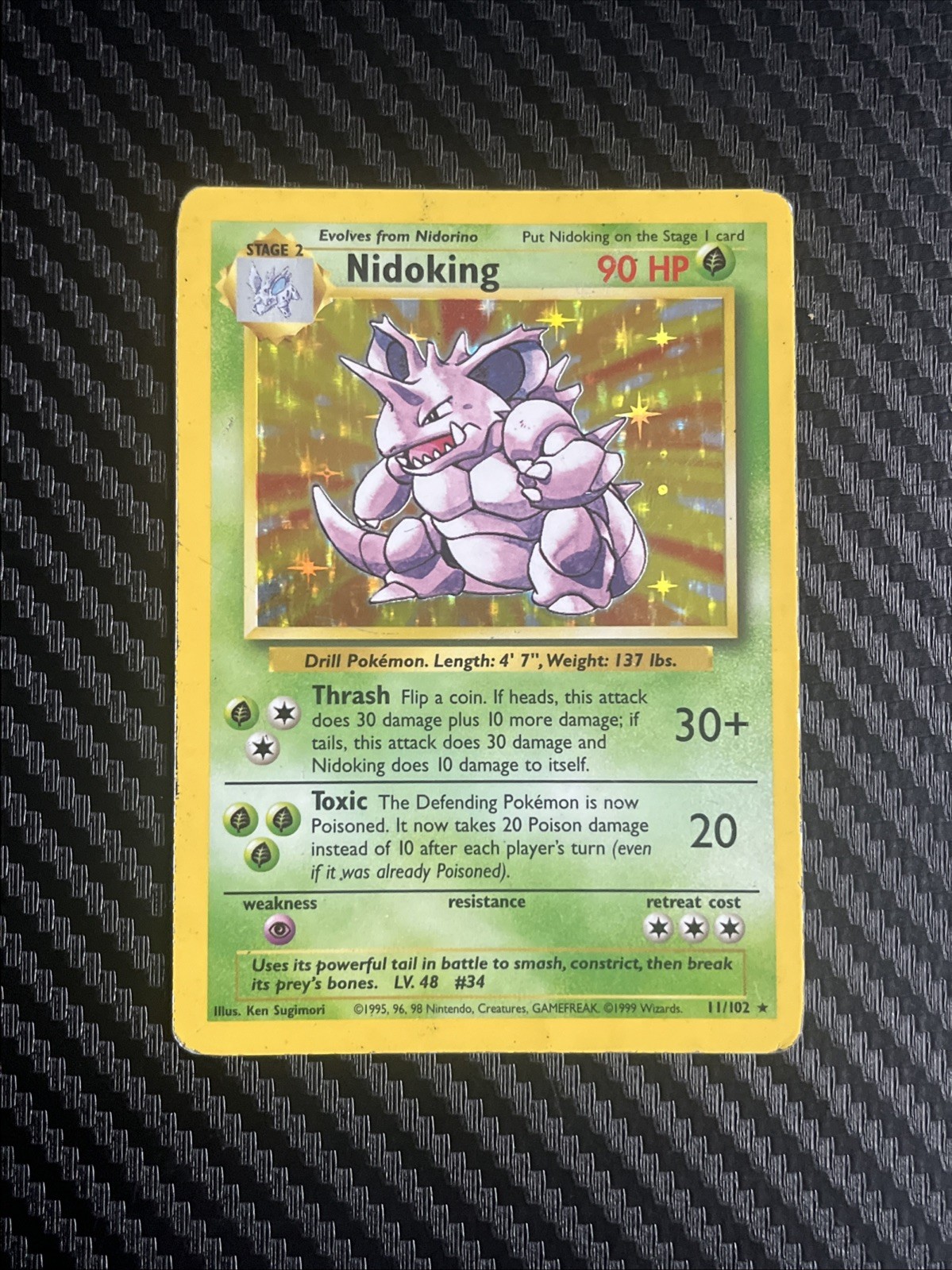 Nidoking 11/102 Base Set Holo Unlimited WOTC 1999 Pokemon Card Rare Vintage