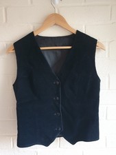 Vintage Allander House of Fraser black velvet waistcoat size 12 80s 90s goth