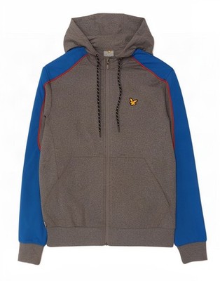 Lyle & Scott Mens Zip Hoodie Sweater Small Grey Colourblock Polyester AB03