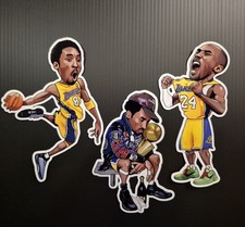 New Kobe Bryant Art Stickers 3 pack Los Angeles Lakers jersey card rookie chrome
